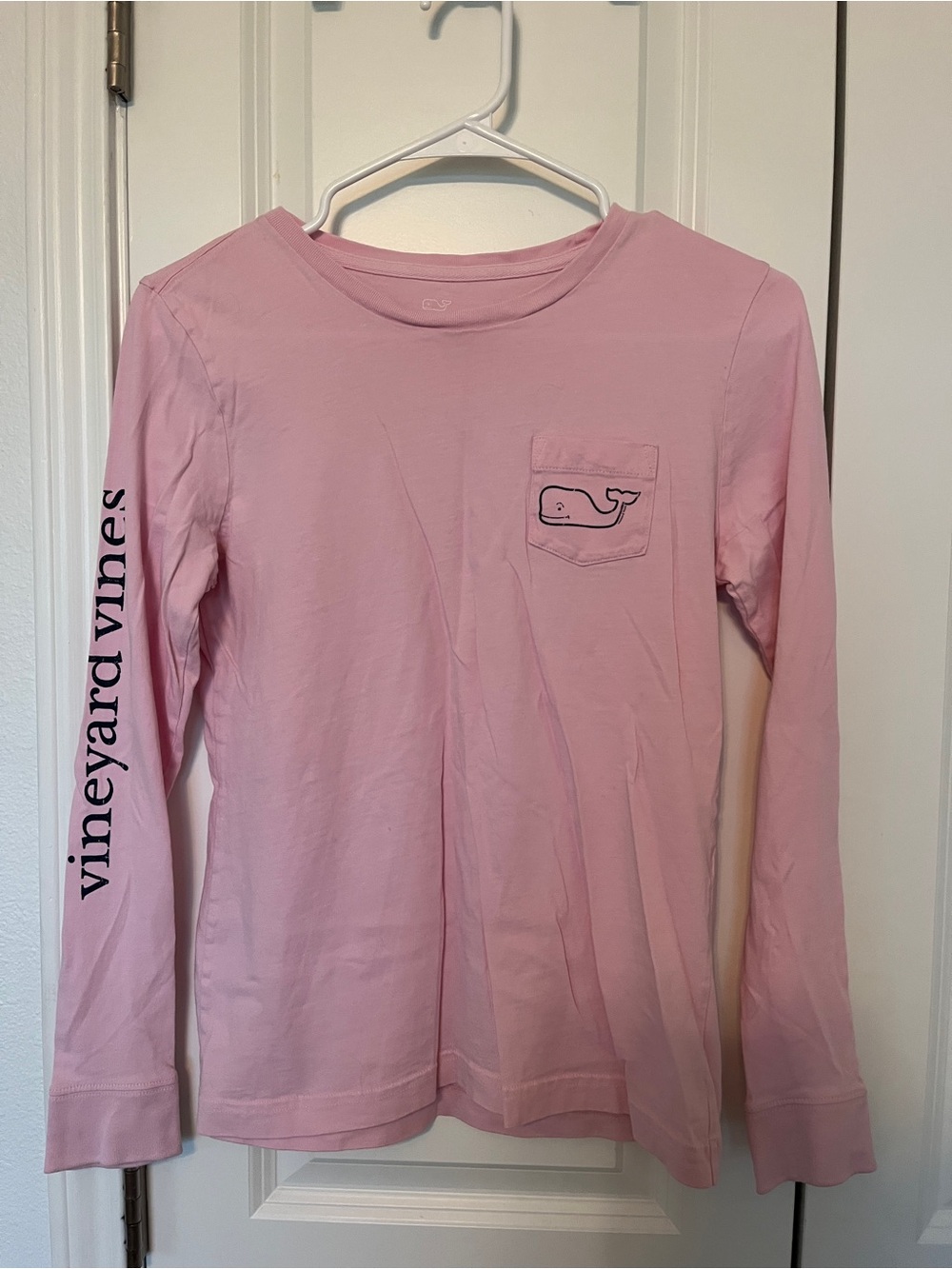 Vineyard Vines Light Pink Long Sleeve Pocket Tee with Whale Logo
